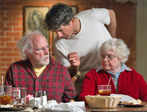 Dern and Squibb with Will Forte (standing)