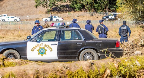 CHP officers at the Willits Bypass site, September 2013. photo by Steve Eberhard/The Willits News